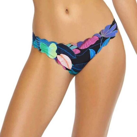 Nwt Anthropologie PilyQ reversible wave aralia seamless black bikini bottom - Picture 1 of 5